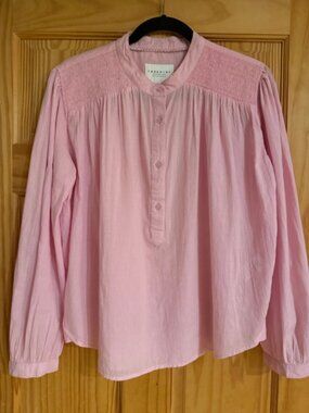 The Tieghan Shirt Rochelle Behrens Pink Popover Blouse No Gape Womens